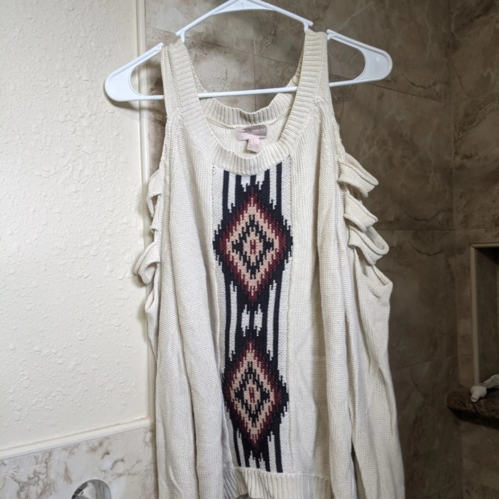Cutout shoulder sweater